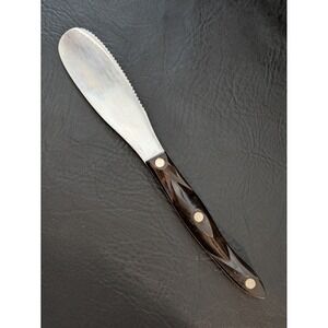 Cutco 1768 Spreader Spatula Serrated Knife Brown Marbled Handle USA